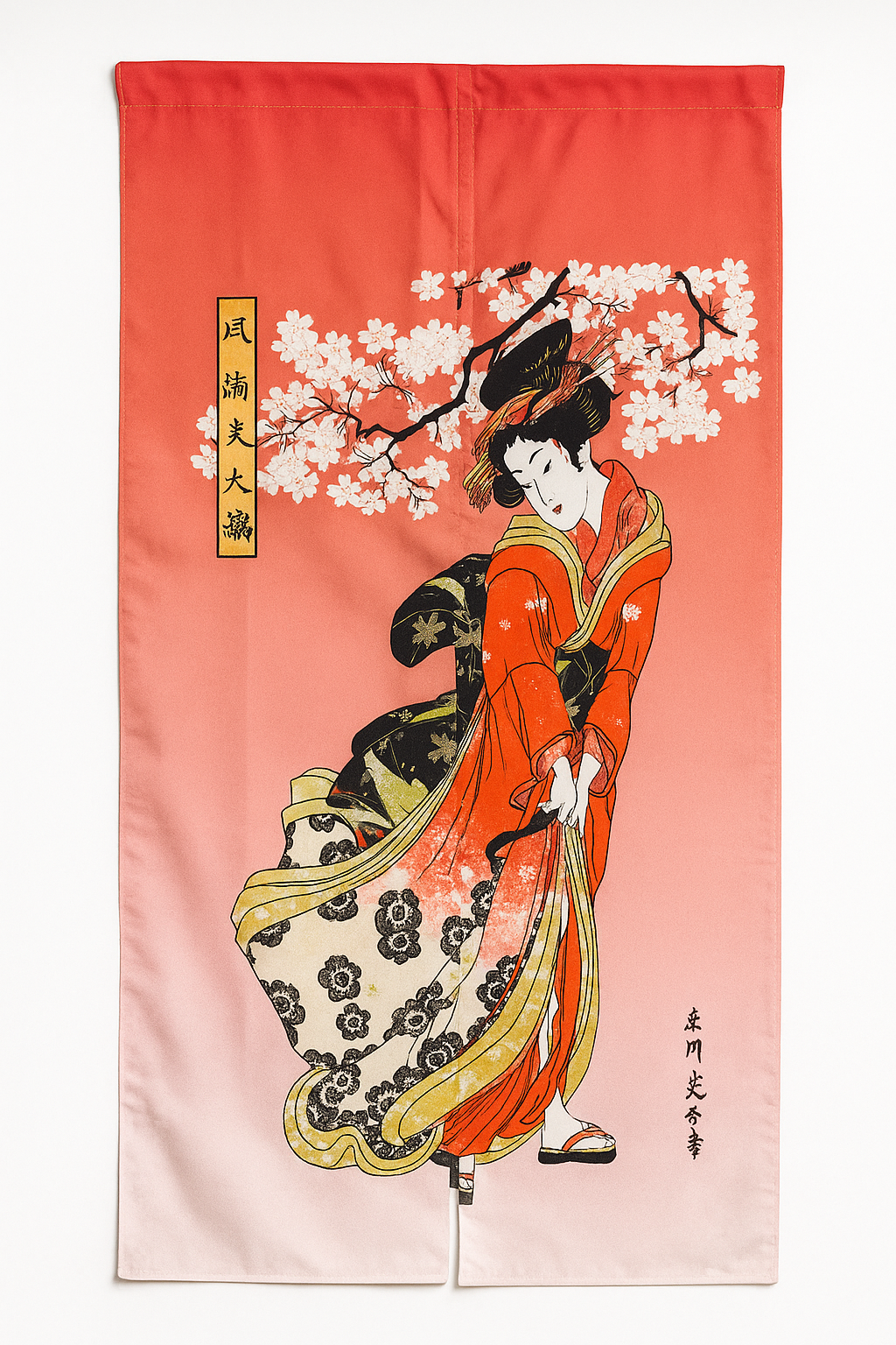 CHEFCO,MK-582,Door Curtain Japanese Women with Sakura Blossom Design - Chefcoca