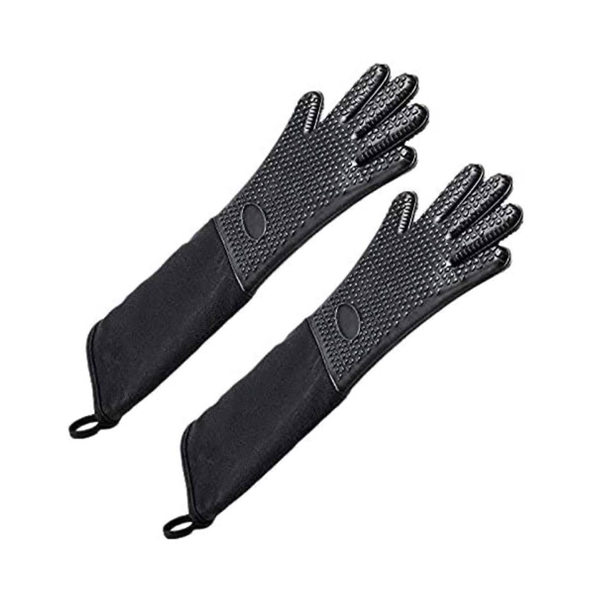 CHEFCO,OMF-19, 19"Extra long professional silicone mitt, Heat Resistant Glove with internal Cotton(Black)