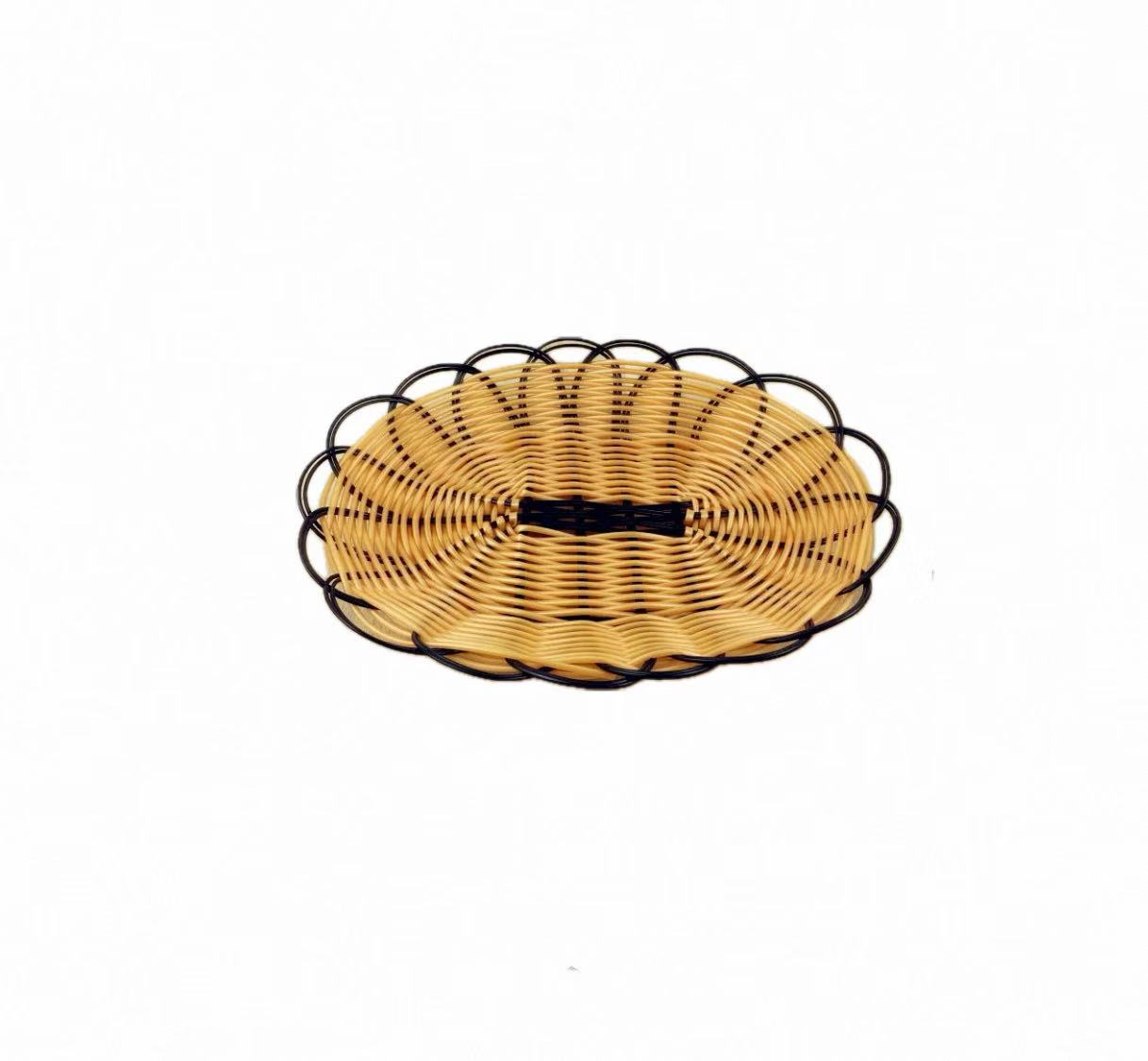 Panier de service ovale tressé noir