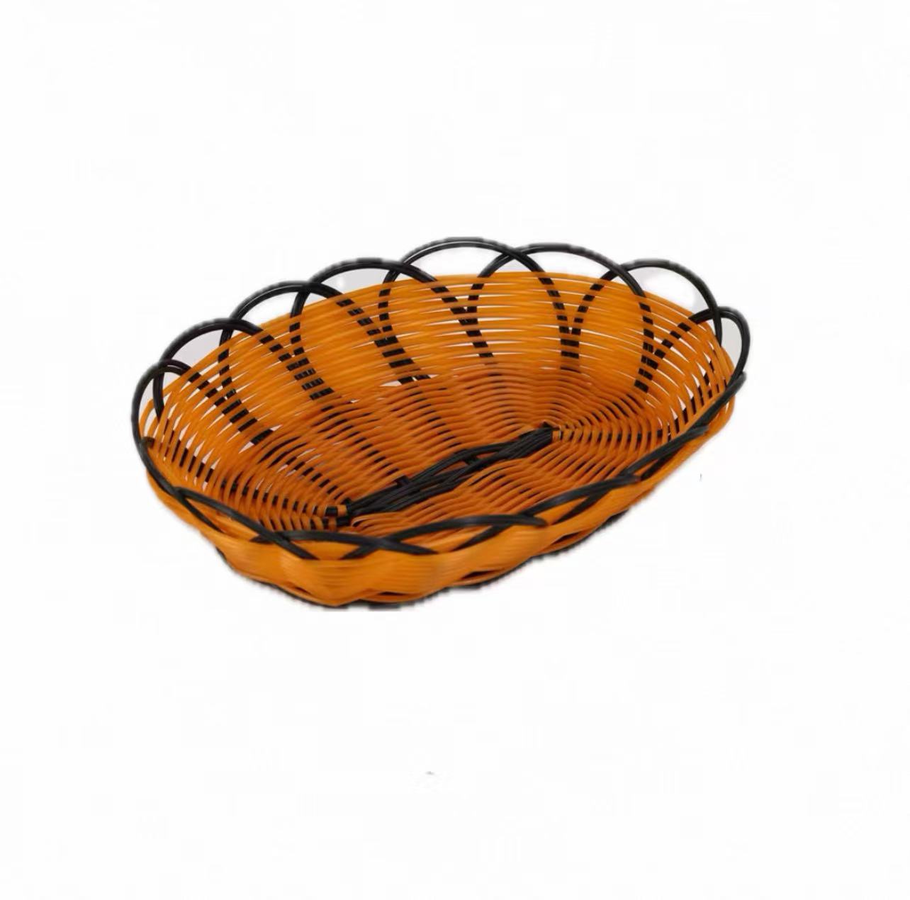 Panier de service ovale tressé orange et noir