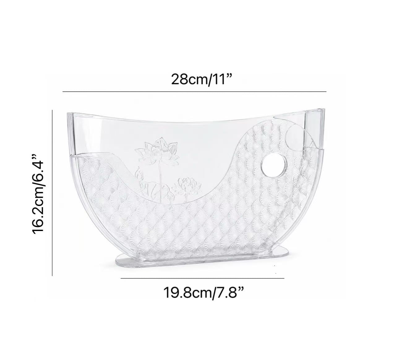 CHEFCO,PRPB-1106, Plastic Rice Paper Water Bowl with Side Pocket Holder, 11" Wx6.4" H - Chefcoca