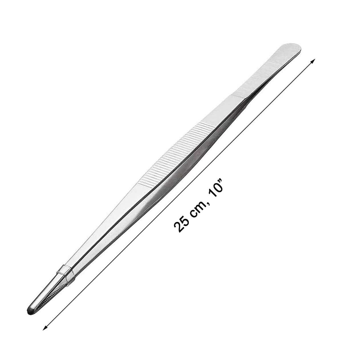 CHEFCO,PT-10S,304 Stainless Steels Tweezers with Straight Serrated Tip Professional Multi Purpose Tongs Tool for Industrial Work, Laboratory Use, Gardening - Chefcoca