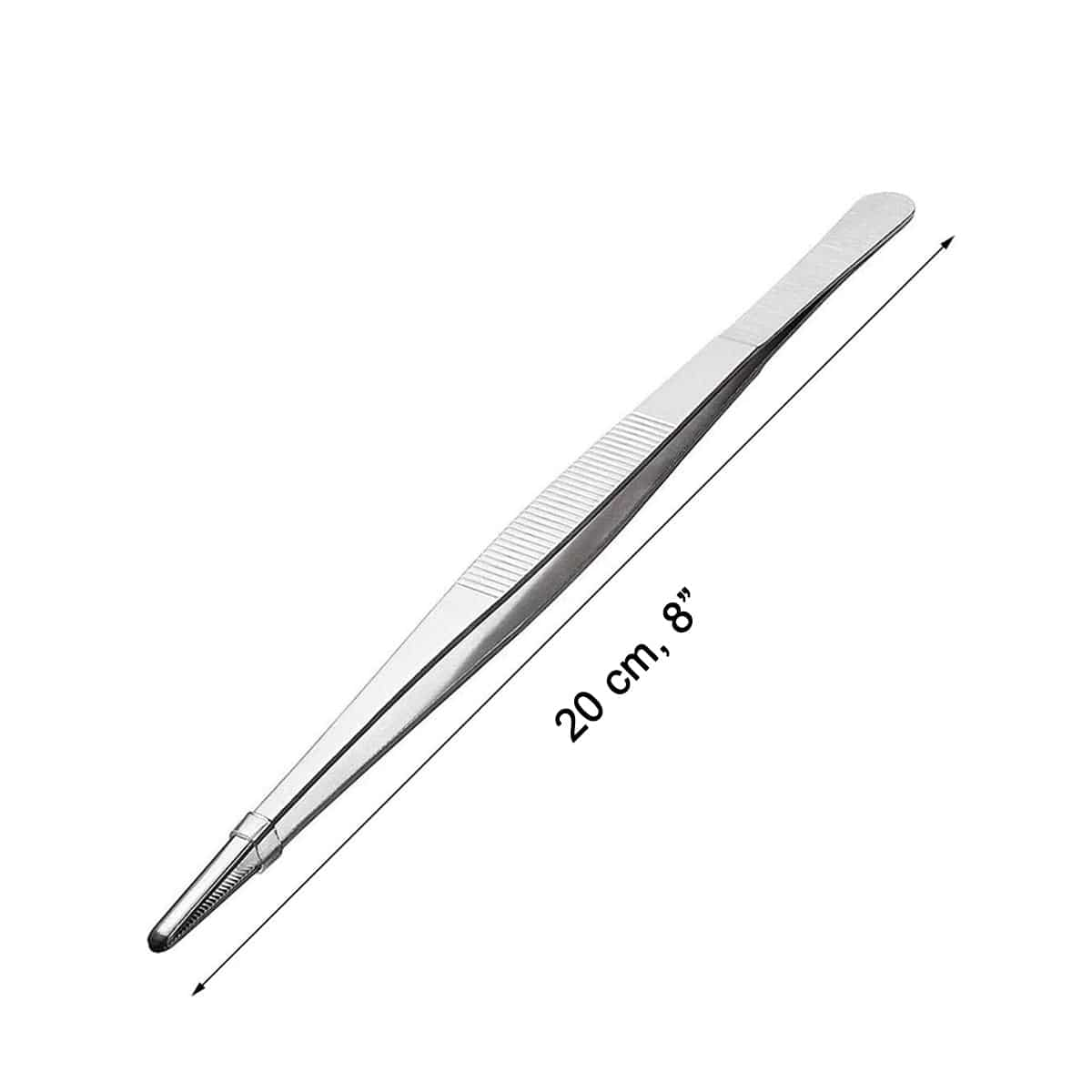CHEFCO,PT-8S,304 Stainless Steels Tweezers with Straight Serrated Tip Professional Multi Purpose Tongs Tool for Industrial Work, Laboratory Use, Gardening - Chefcoca