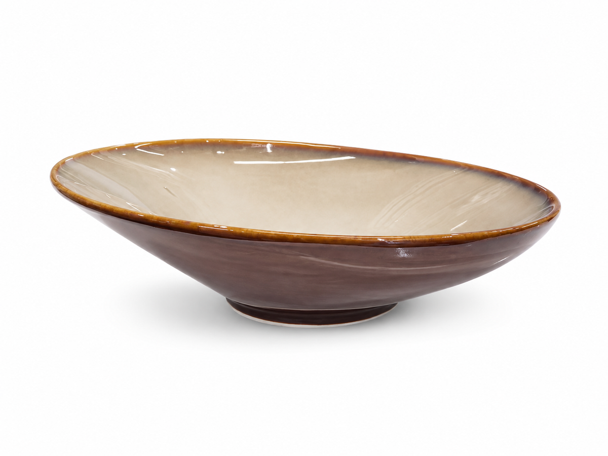 CHEFCO,PTC00624, 11.5 " Dia Ceramic Brown kiln Round Shallow Bowl - Chefcoca
