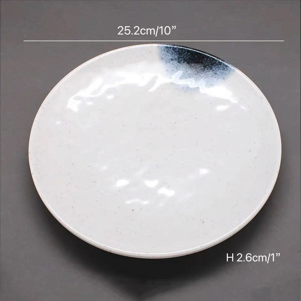 CHEFCO,PY10006K, 10" Dark Blue Ombre Hammered Pattern Rimmed Round Melamine Plate - Chefcoca