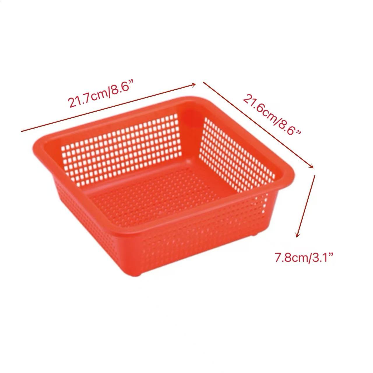 CHEFCO,RD8809, 8.6" Red Plastic Square Vegetable Wash Basket (Fine Grid) - Chefcoca
