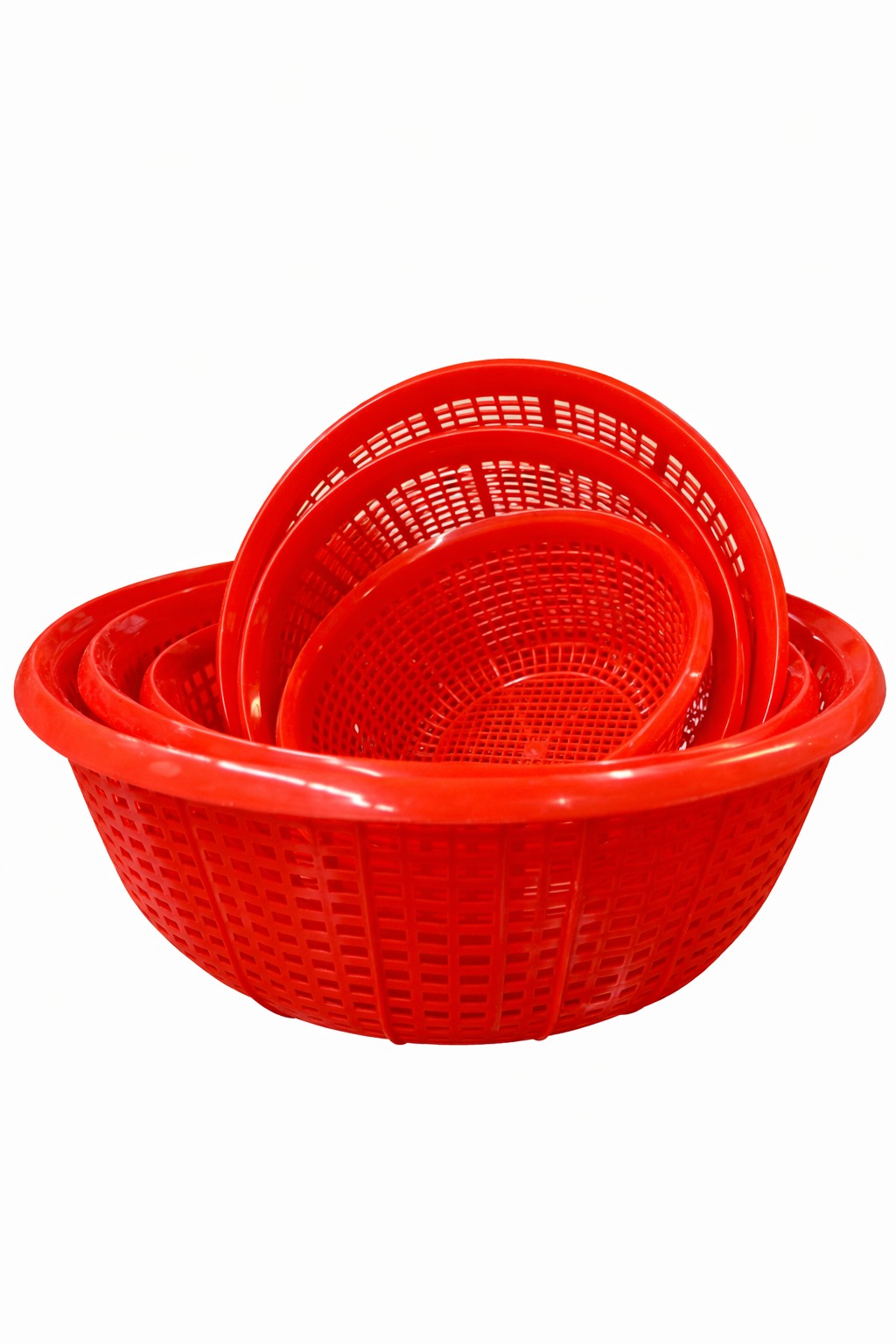 CHEFCO,RD8815, 7.6" Round Plastic Vegetable Wash Basket (Small Grid),Red - Chefcoca