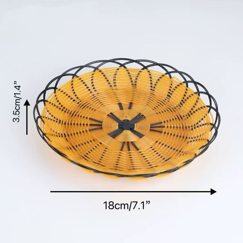 Panier de service rond en osier tressé noir