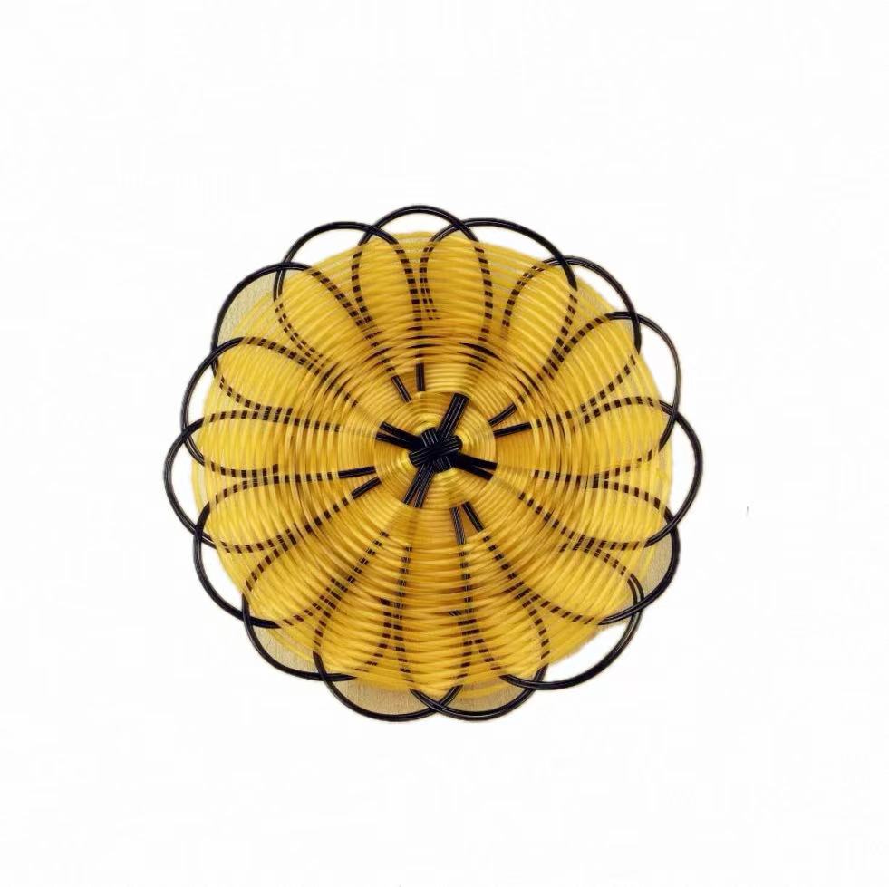 Panier de service rond en osier tressé noir