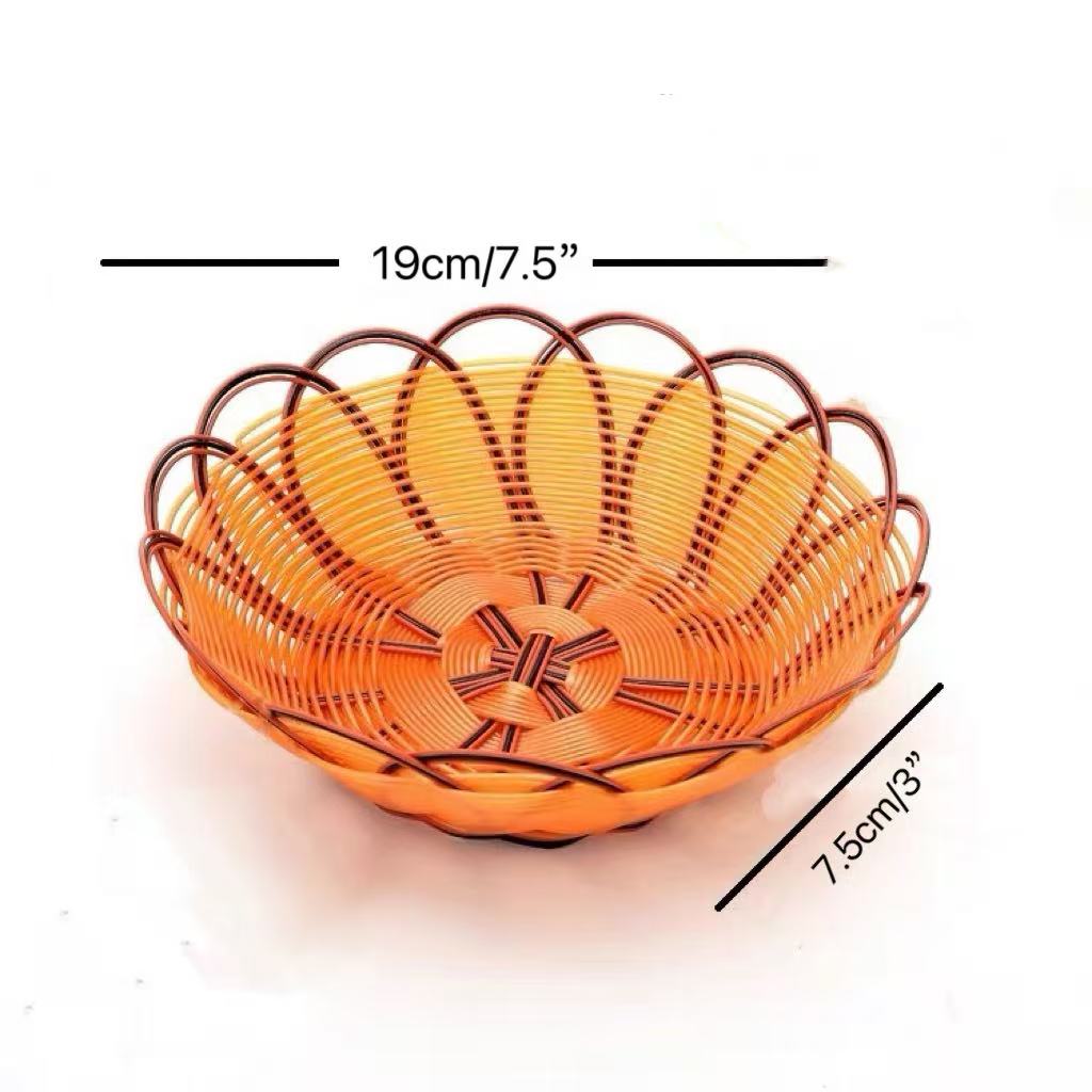 Panier de service rond en osier tressé noir