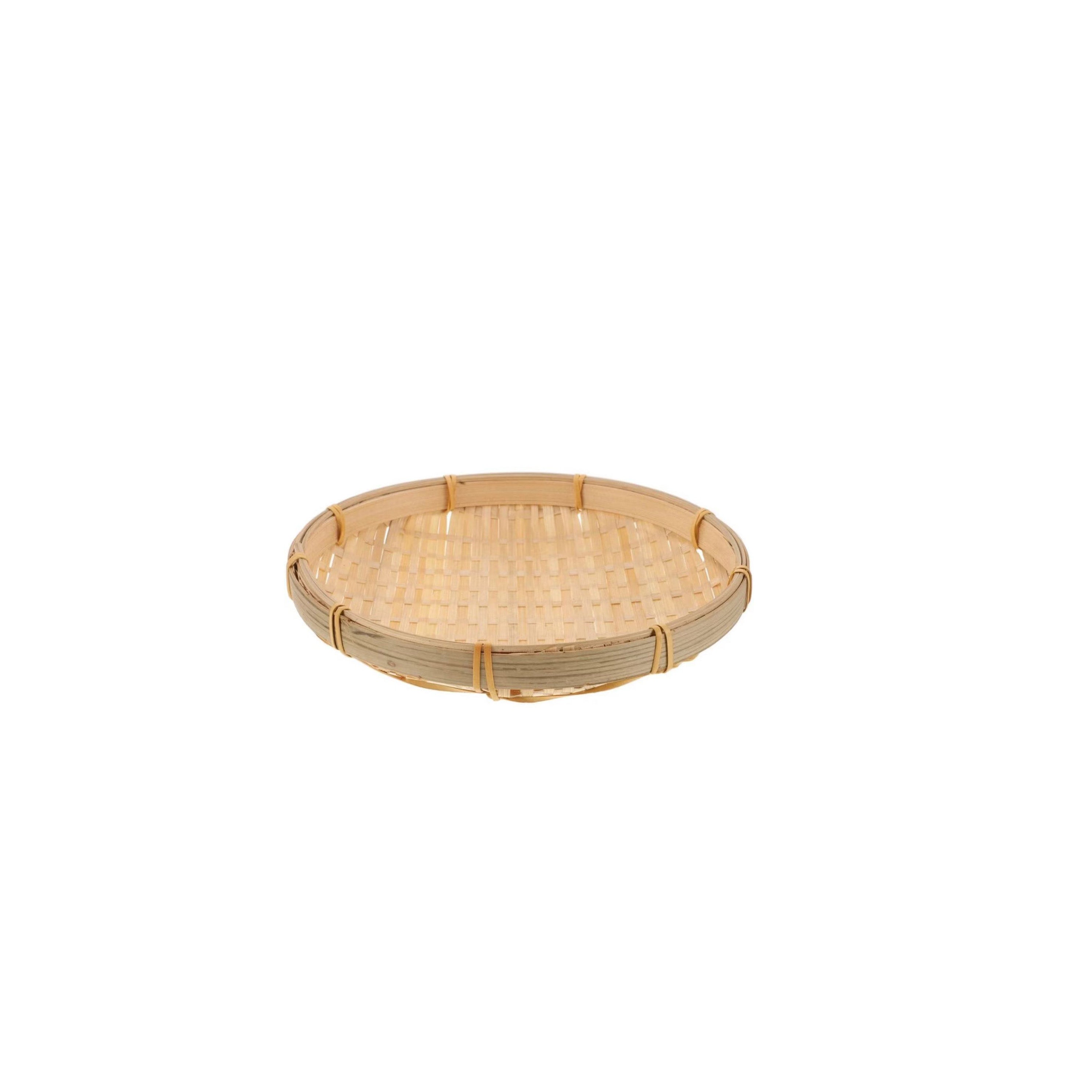 Chefco, Bamboo braid shallow mouth natural bamboo plate, round (RBP-14)