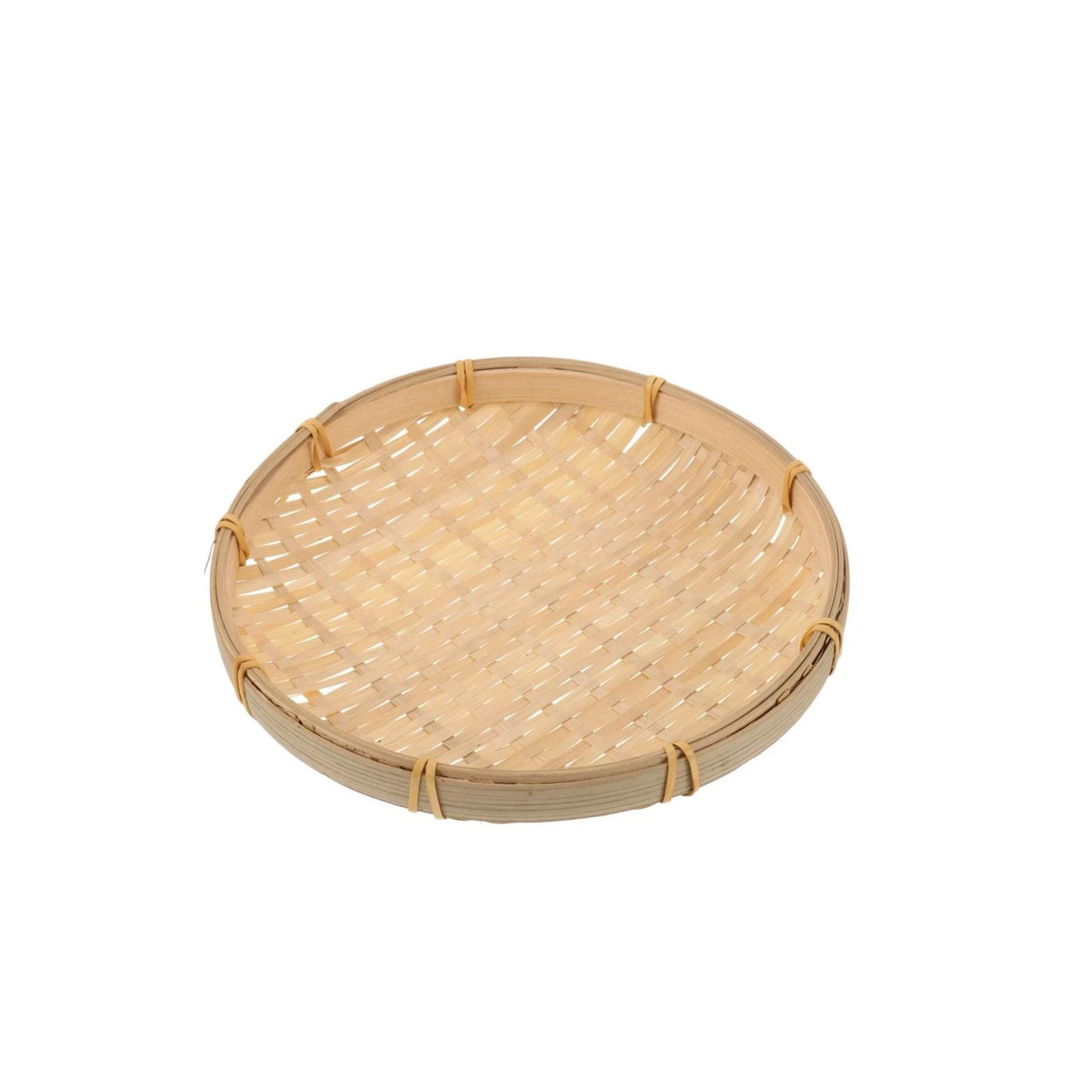 Chefco, Bamboo braid shallow mouth natural bamboo plate, round (RBP-17)