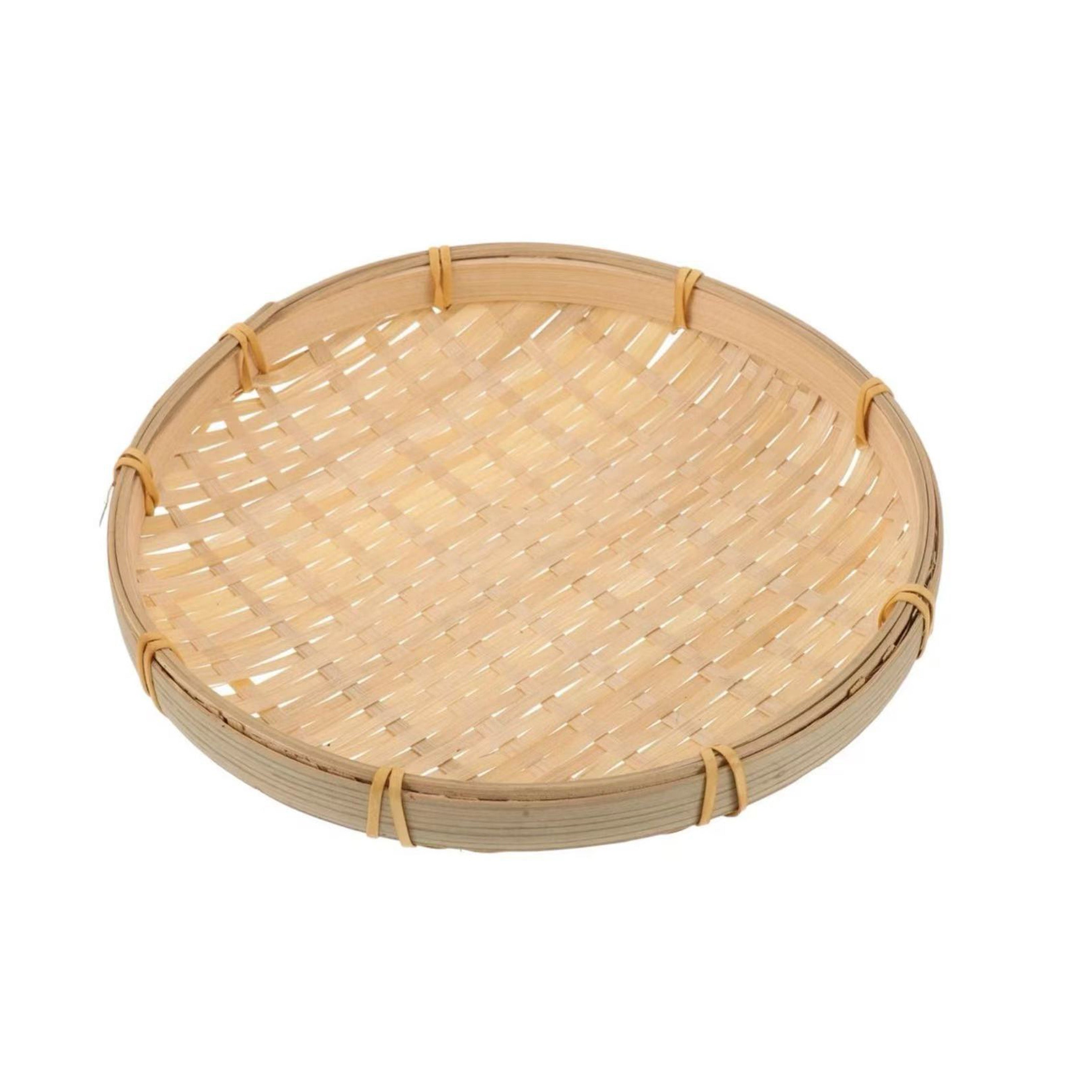 Chefco, Bamboo braid shallow mouth natural bamboo plate, round (RBP-23)