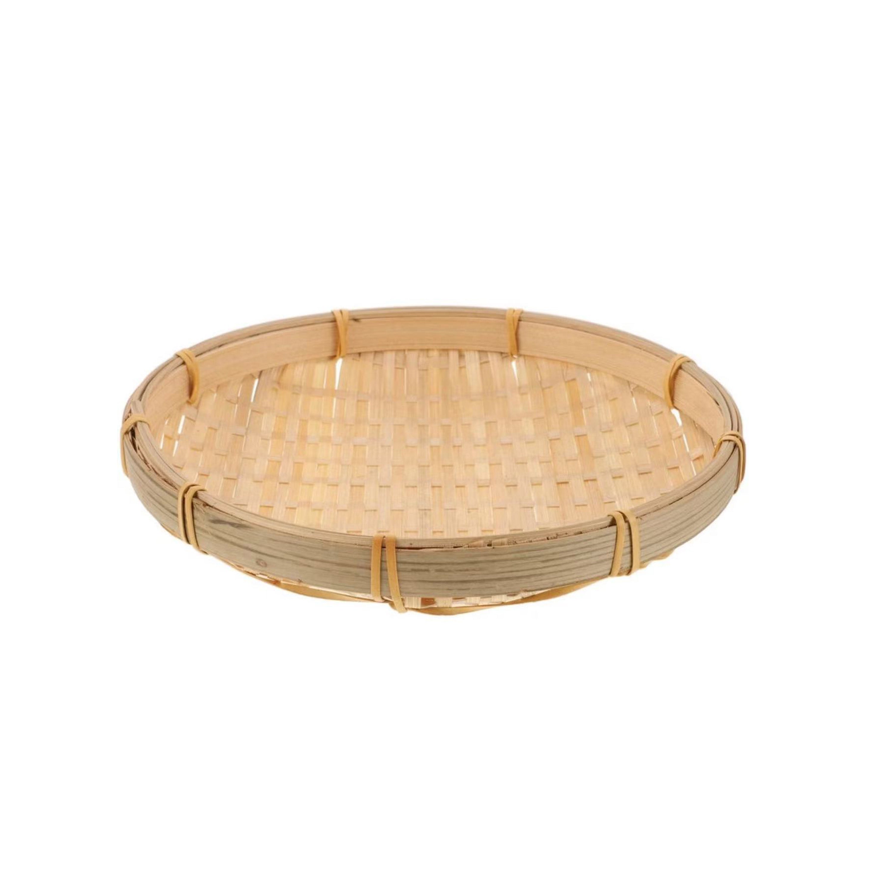 Chefco, Bamboo braid shallow mouth natural bamboo plate, round (RBP-23)