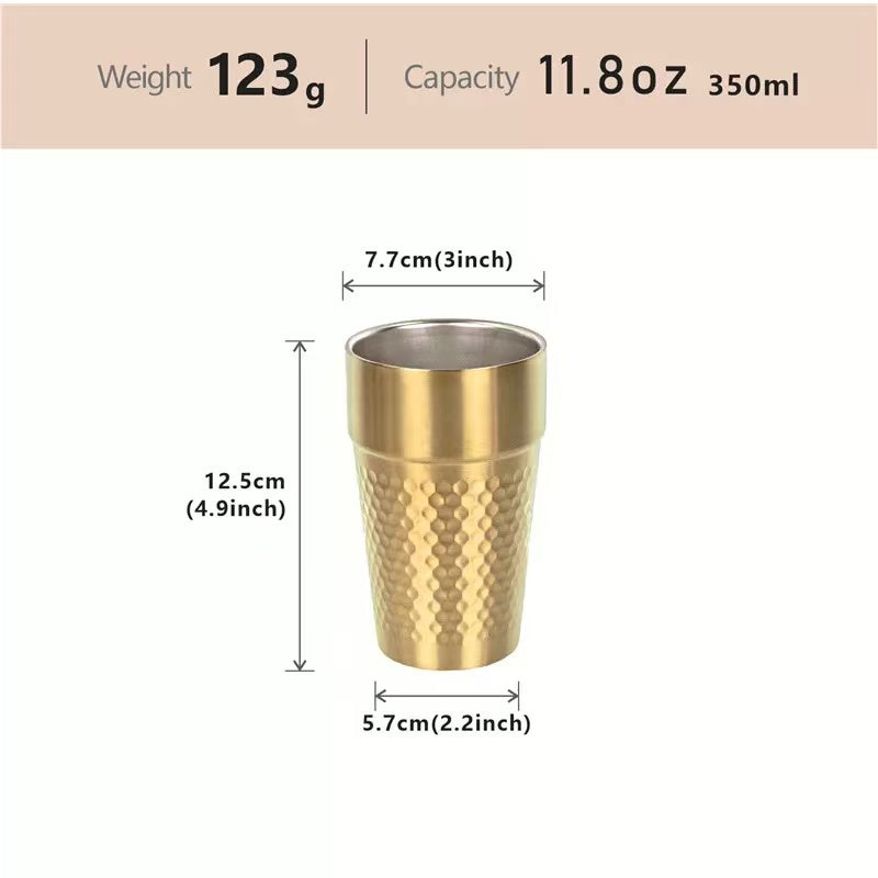 CHEFCO,SC-12G, 11.8 oz, 304 Stainless Steel stackable golden double wall cup - Chefcoca