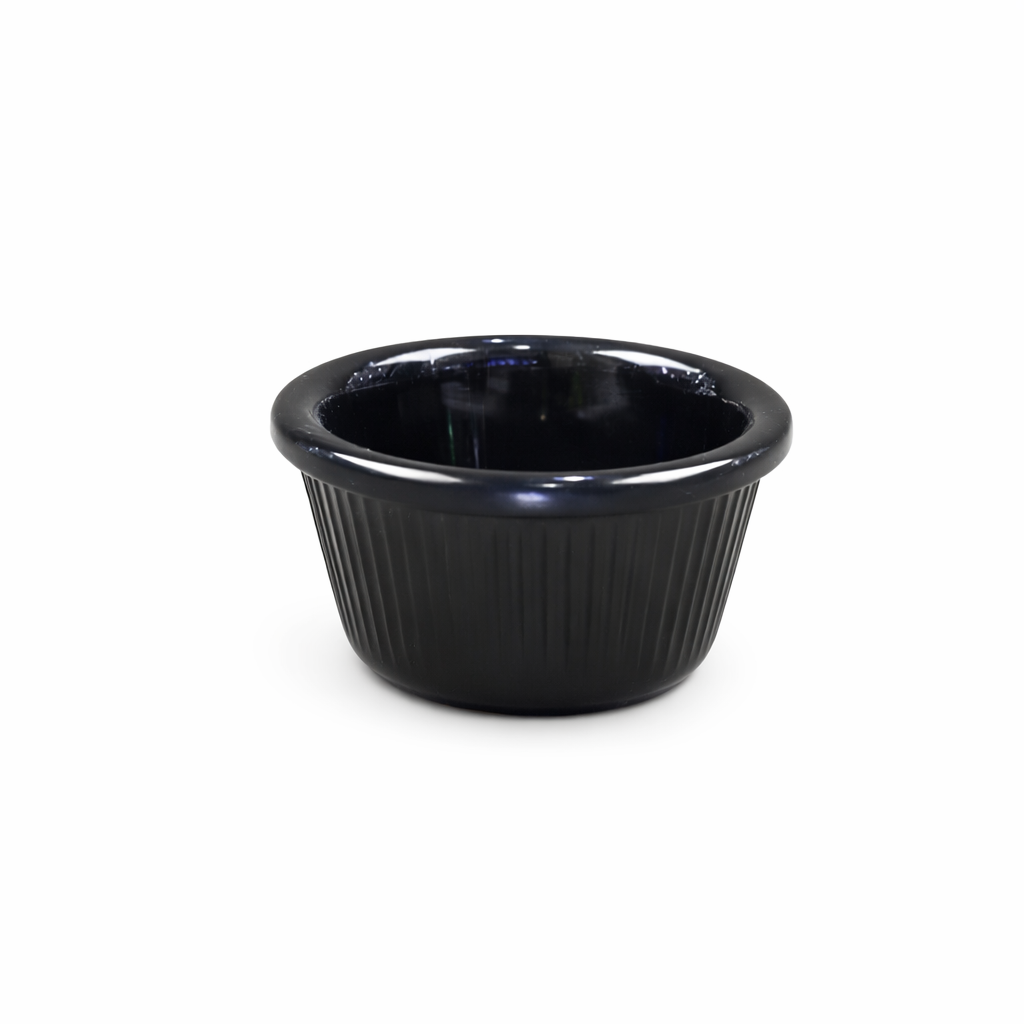 CHEFCO, SE-RFM-4K, Melamine Ramekin Fluted, 4 oz, Black, 1 pc - Chefcoca