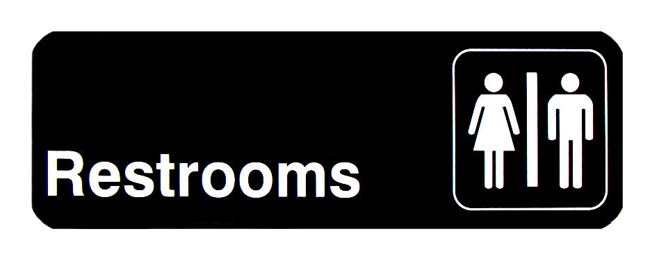 CHEFCO,SGN-397, Information Signs, " Restrooms" Sign,Black,9"W x 3"H - Chefcoca
