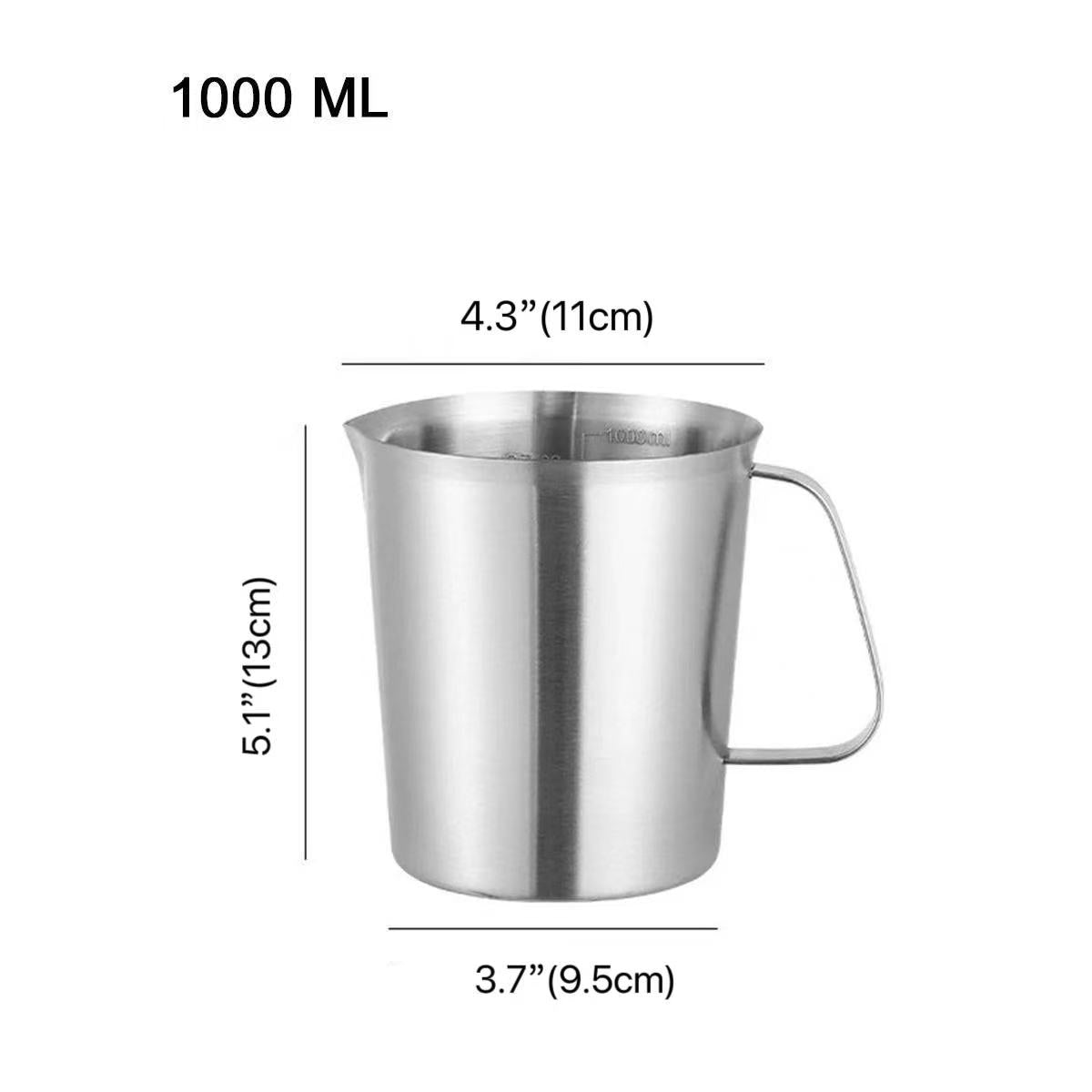 CHEFCO,SMC-1000,  Stainless Steel Measuring Cup with Clear Scale, Metal Liquid Measuring Cup, Reusable Measuring Jug with Handle(1000ML) - Chefcoca