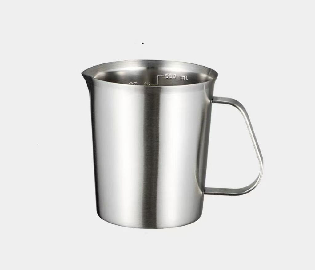 CHEFCO,SMC-500,  Stainless Steel Measuring Cup with Clear Scale, Metal Liquid Measuring Cup, Reusable Measuring Jug with Handle(500ML) - Chefcoca