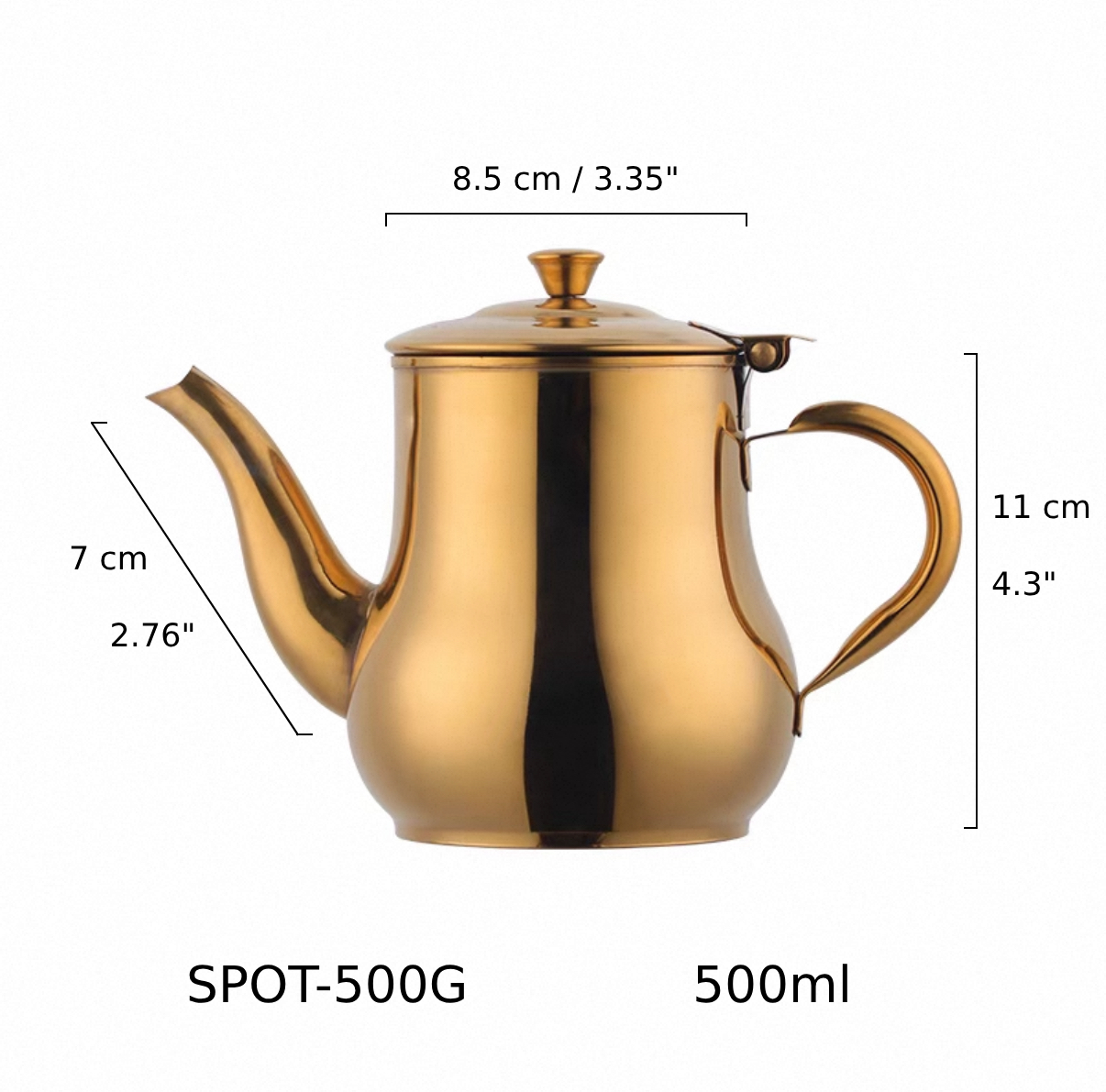 CHEFCO,SPOT-500G,Golden Stainless Steel Oil Dispenser, Gooseneck, 500ml - Chefcoca