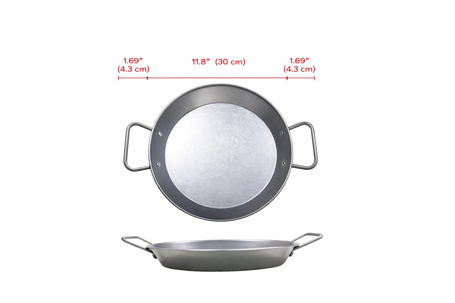 CHEFCO,SPP-30V, 30CM/11.8" Vintage Stainless Steel Seafood Paella Pan with Handles - Chefcoca