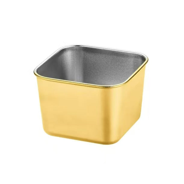 Chefco, 6oz Stainless steel sauce dish, square sauce cups, pudding condiment cups-Gold (SQSC-6G)