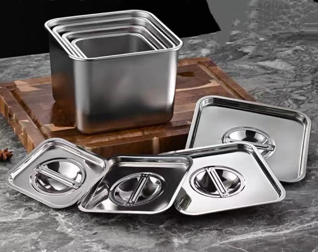 CHEFCO,SSC-20, 20 cm/7.87"  Storage Container Multi-functional Stainless Steel Condiment Jar, square compartment condiment - Chefcoca