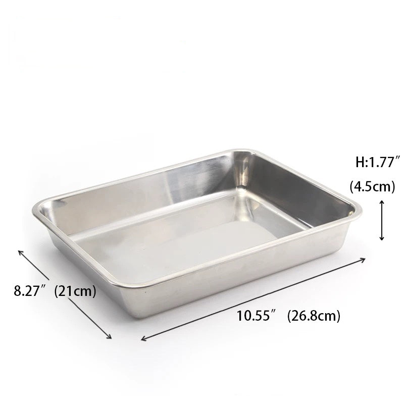 CHEFCO,SST-108, Stainless Steel Tray (10.5"L x 8.27"W x 1.77"H) - Chefcoca