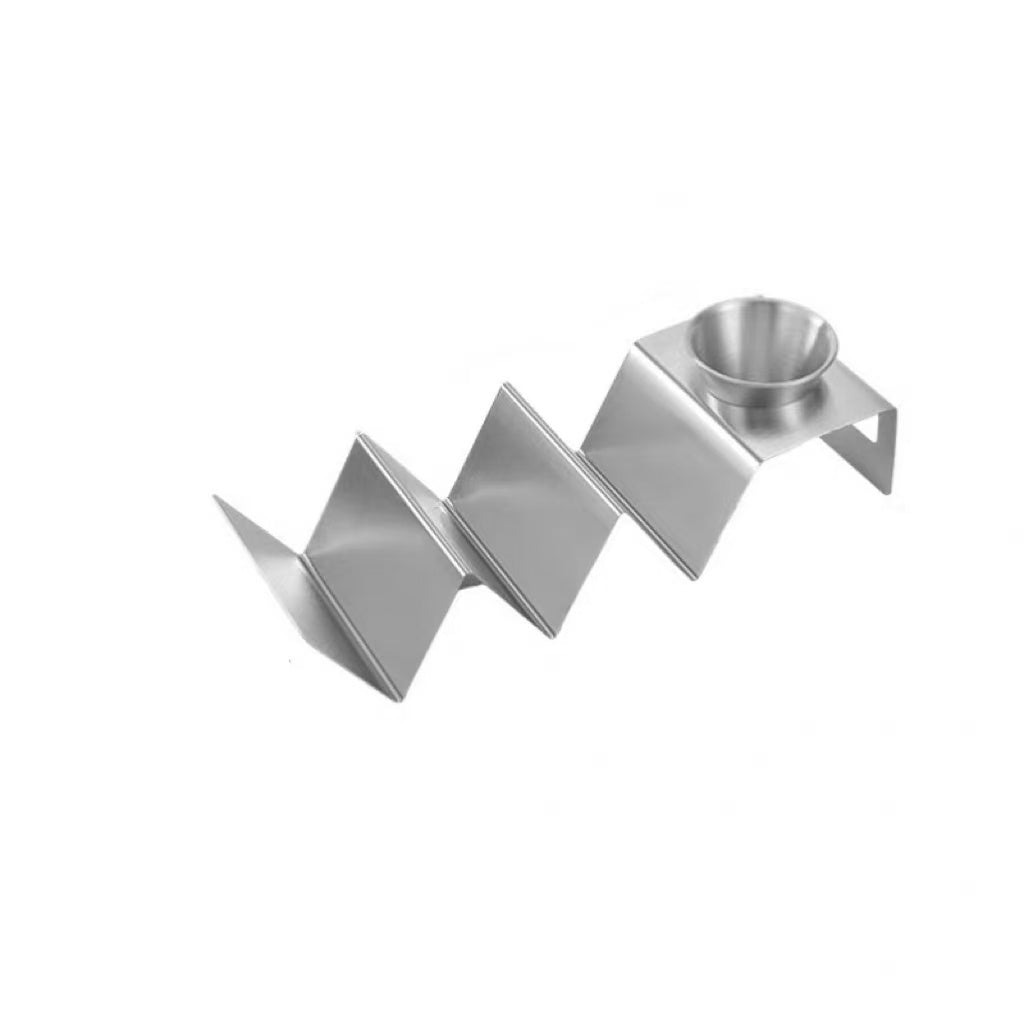 CHEFCO,STH-3S , Stainless Steel Taco Holder Stand with 1 Sauce Cup Holds 3 Tacos - Chefcoca