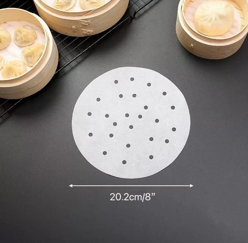 CHEFCO,STPA-8.0, 8"Round Perforated Steamer Liner Paper,400pcs/pack - Chefcoca