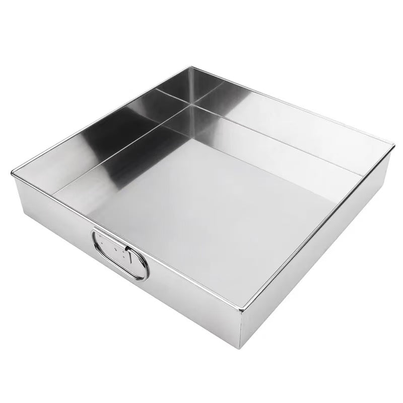 CHEFCO,STS-31S, Stainless Steel Square Food Tray – 12.4" x 12.4" x 2.4" Deep - Chefcoca