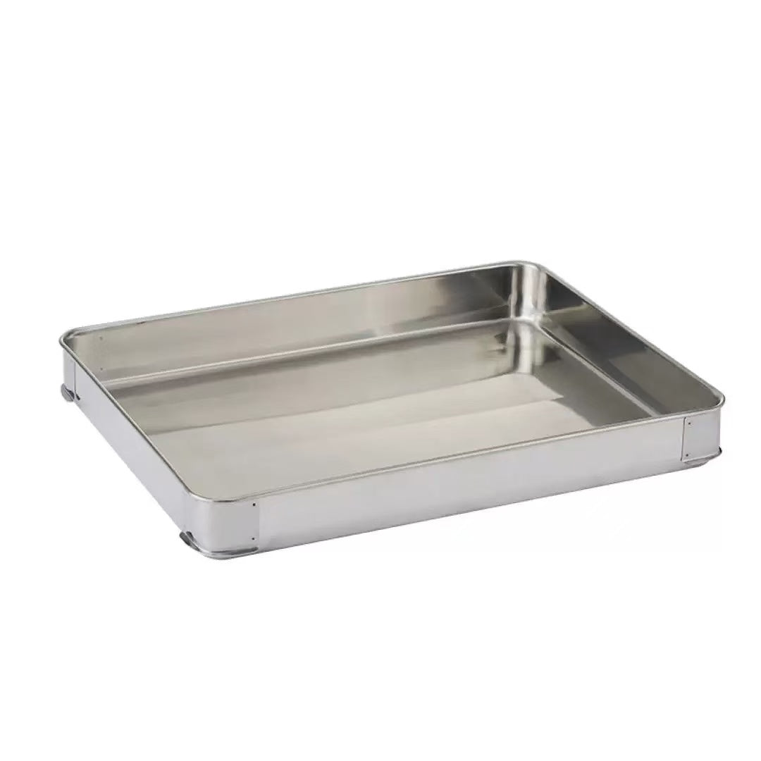 CHEFCO,STS-41S, Stainless Steel Rectangular Food Tray– 16" x 12.2" x 2.1" Deep - Chefcoca