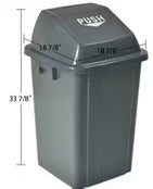 CHEFCO,TCWL-100,Grey Trash Garbage Can Bin with Push Down Lid 100L - Chefcoca