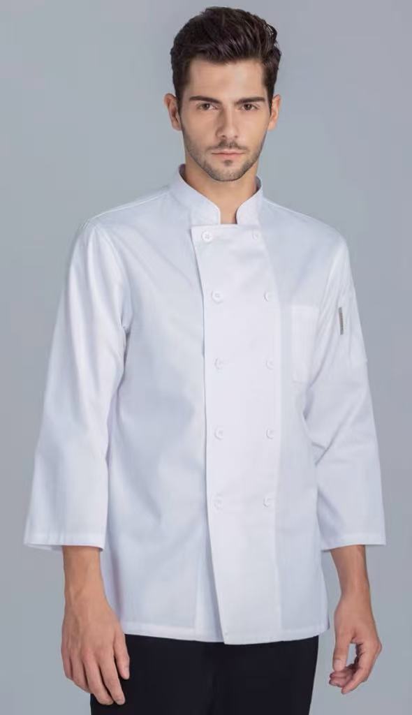 CHEFCO,WCC-3-L, Mid-Length Sleeves  White Chef Clothes - Chefcoca