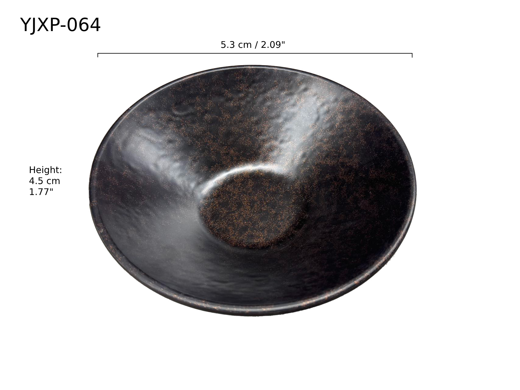 CHEFCO, YJXP-064, 5.3" Dia Melamine Dark Brown Round Bowl with Golden Dots - Chefcoca