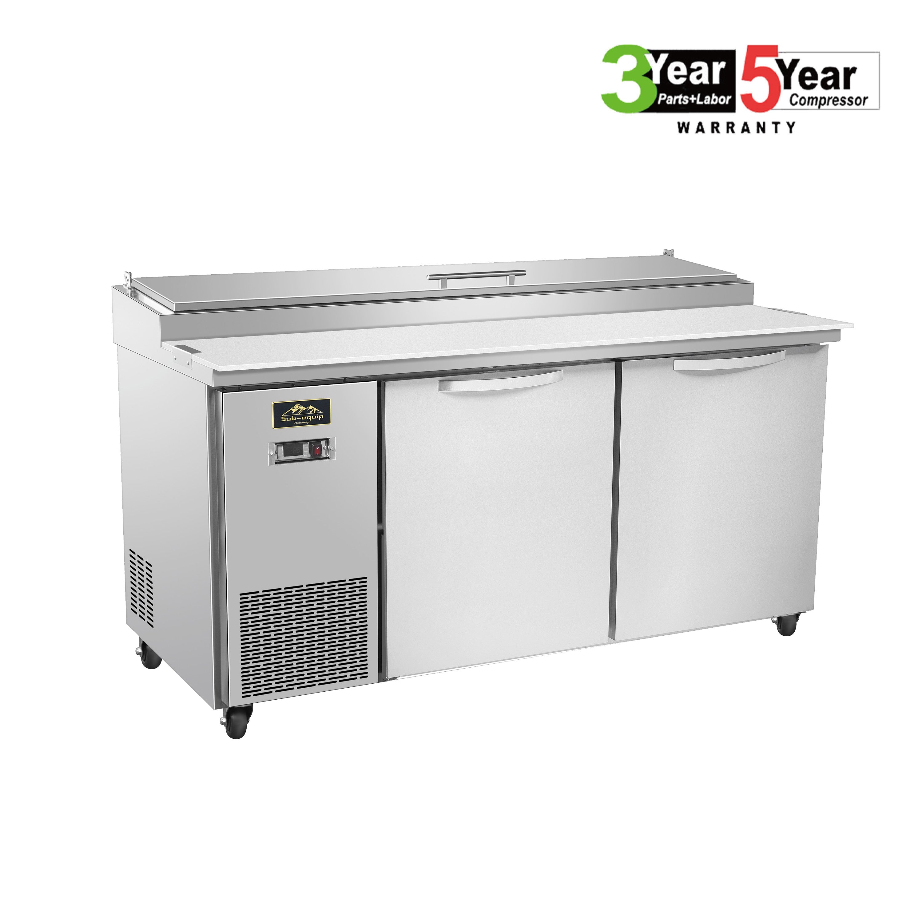 Sub-equip, 72" 2 Door Refrigerated Pizza Prep Table