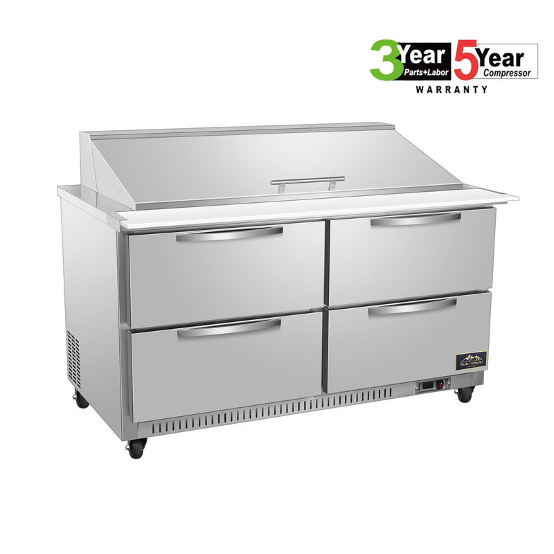 Sub-equip, 60" Sandwich Prep Table Refrigerator with 4 Drawers