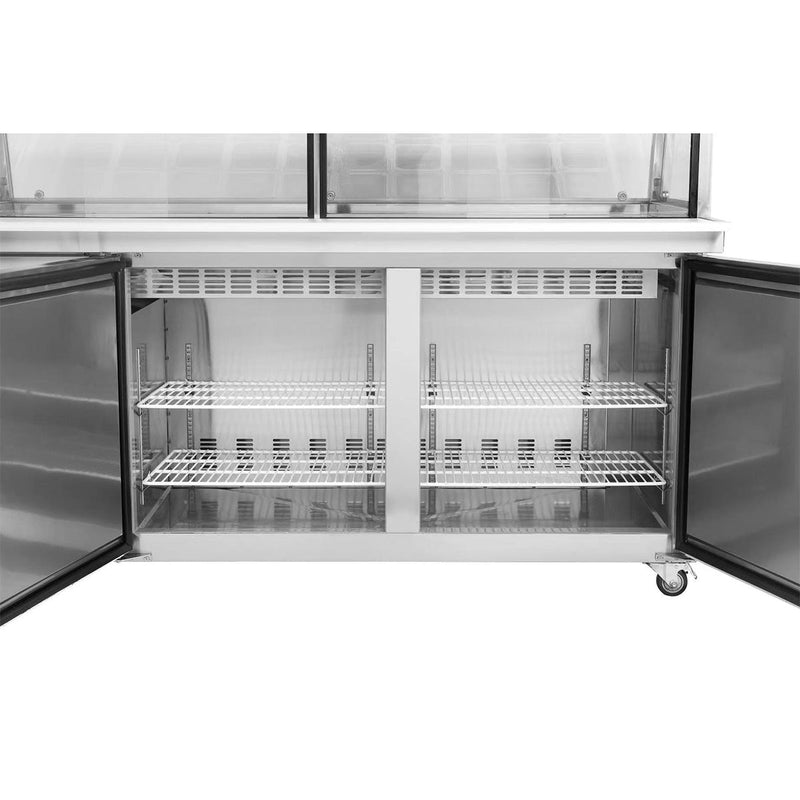 Sub-equip, 72"Prep Table Refrigerator with Sneeze Glass-2 doors