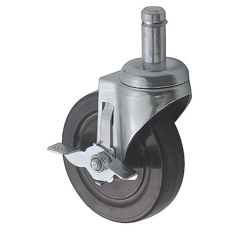 5" Rubber Caster for Wire Shelving Units w/ Brake