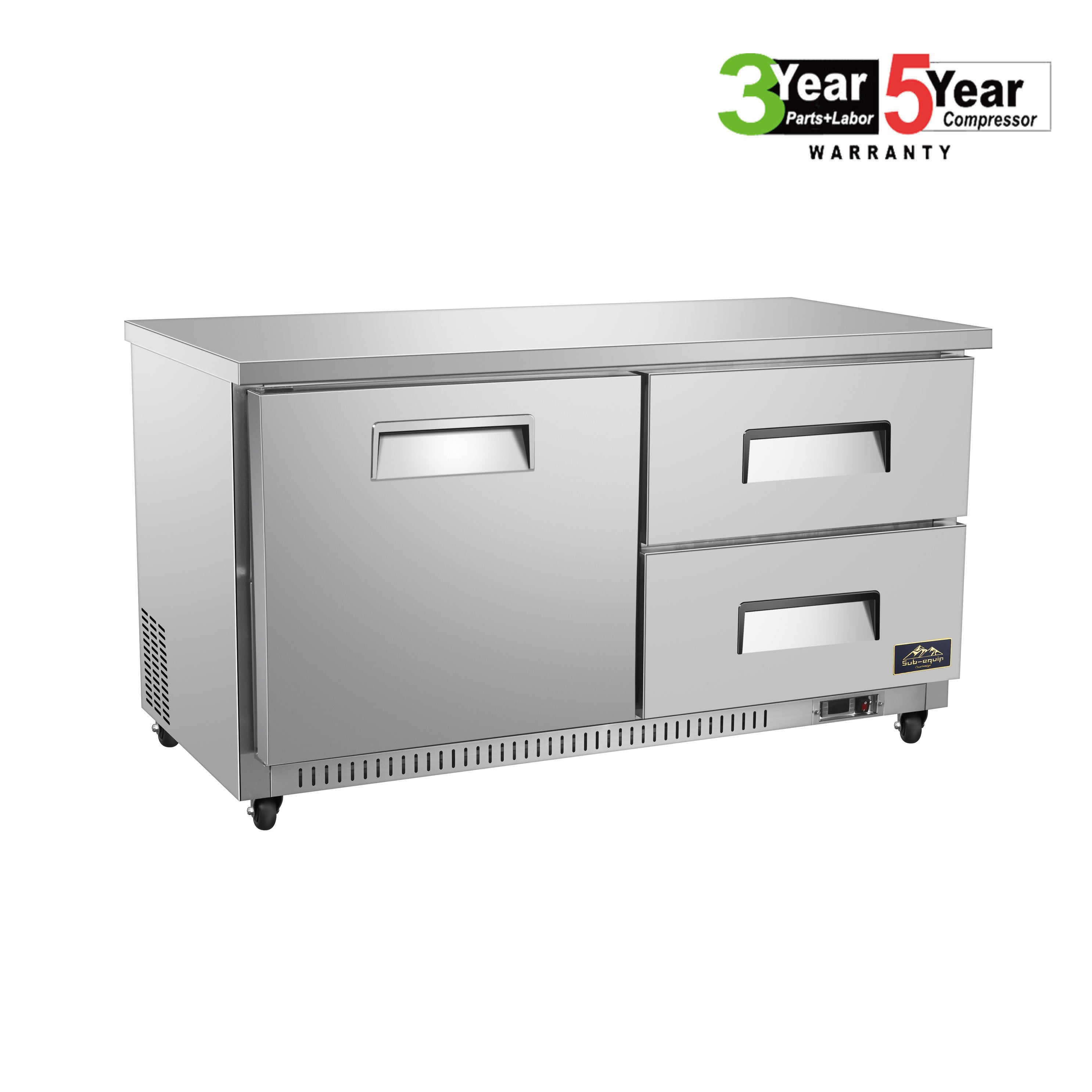 Sub-equip, 60" Undercounter Refrigerator/ Cooler with 2 Drawers