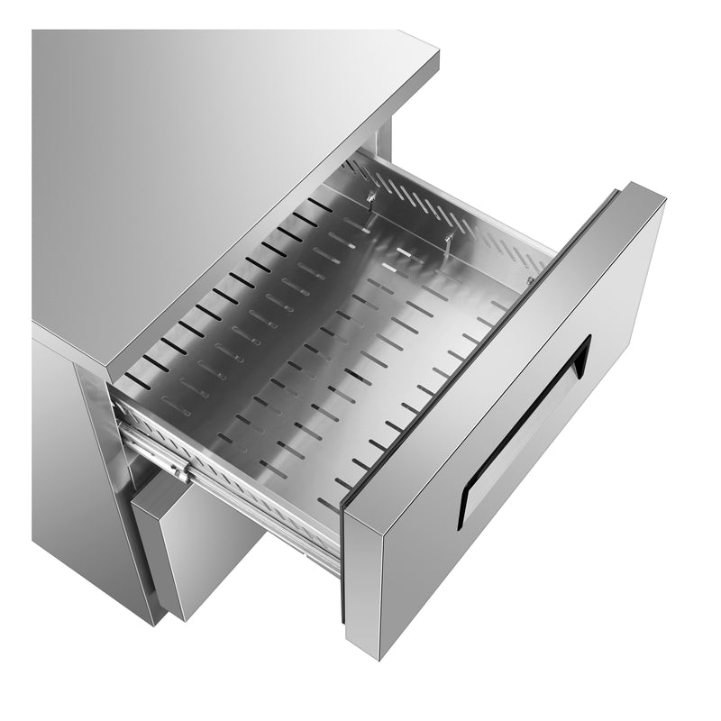 Sub-equip, 84" Stainless Steel Undercounter Refrigerator/Cooler with side Mounted Compressor and 2 Drawers