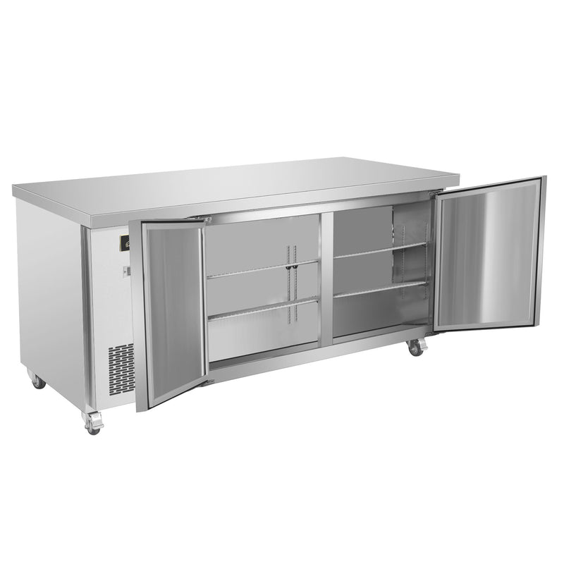 Sub-equip, 72"  Stainless Steel Undercounter Freezer with side Mounted Compressor