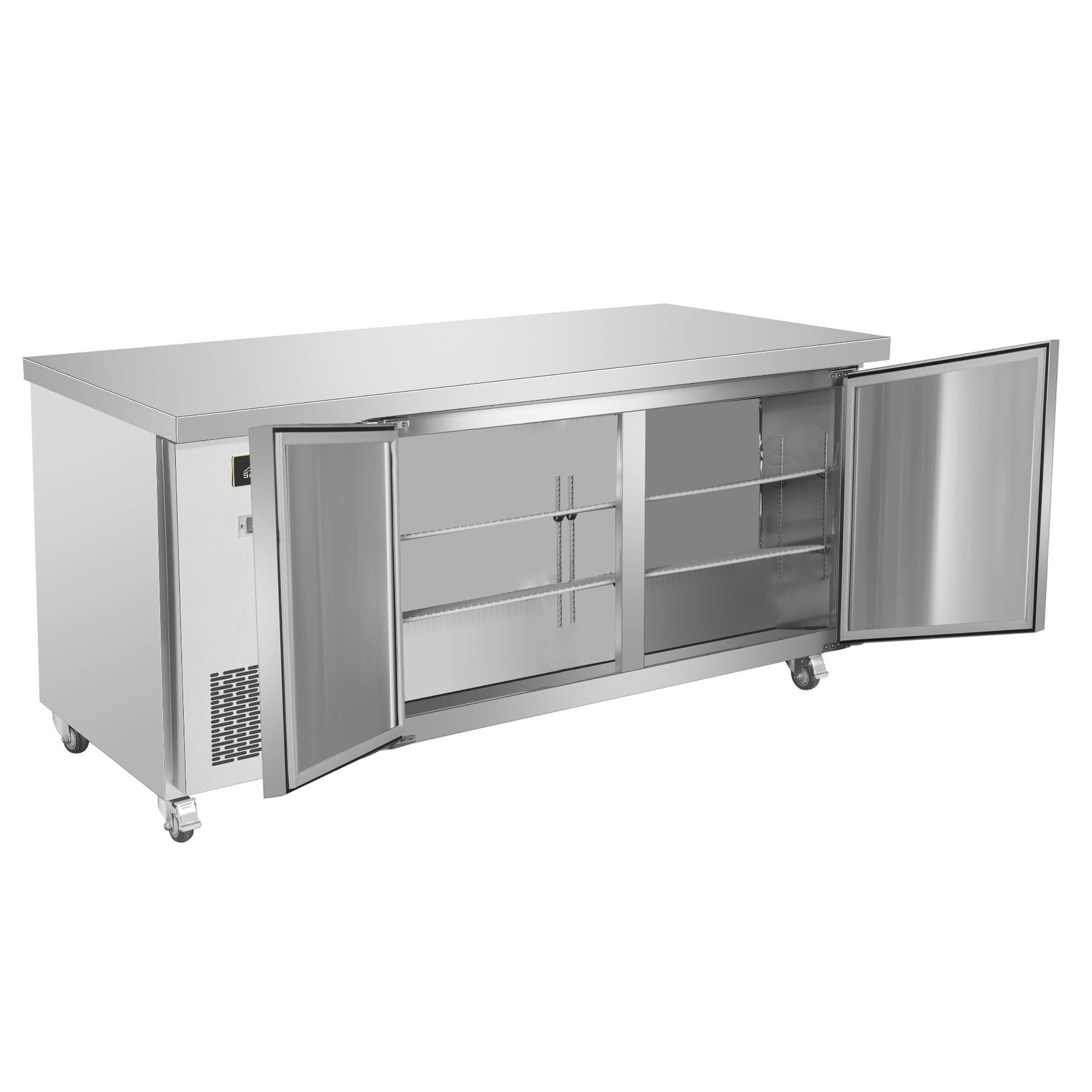 Sub-equip 72" Stainless Steel Undercounter Refrigerator/Cooler with side Mounted Compressor