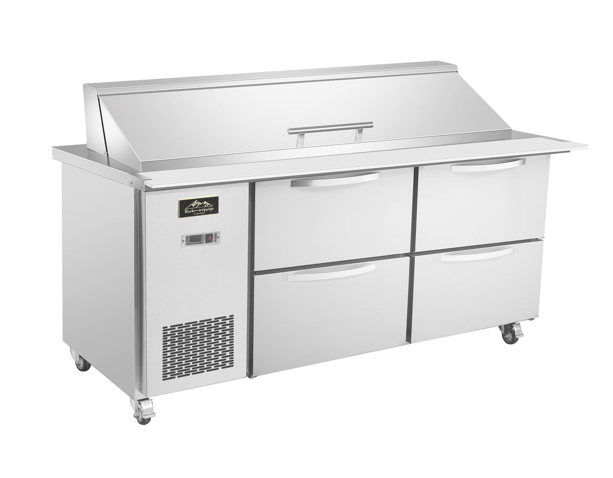 Sub-equip, 60"  Salad and Sandwich Refrigerated Prep Table With Side Mounted Compressor & 4 Drawers - Chefcoca