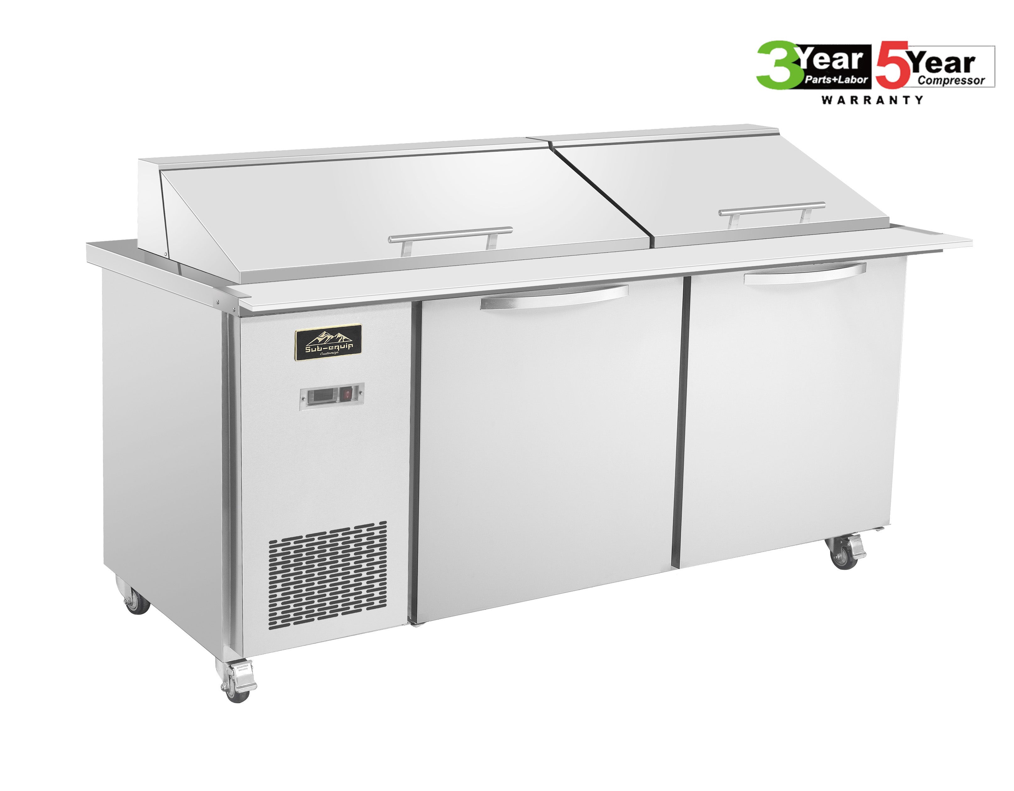 Sub-equip 72" Mega Top Cooler Salad and Sandwich Prep Table With Side Mounted Compressor