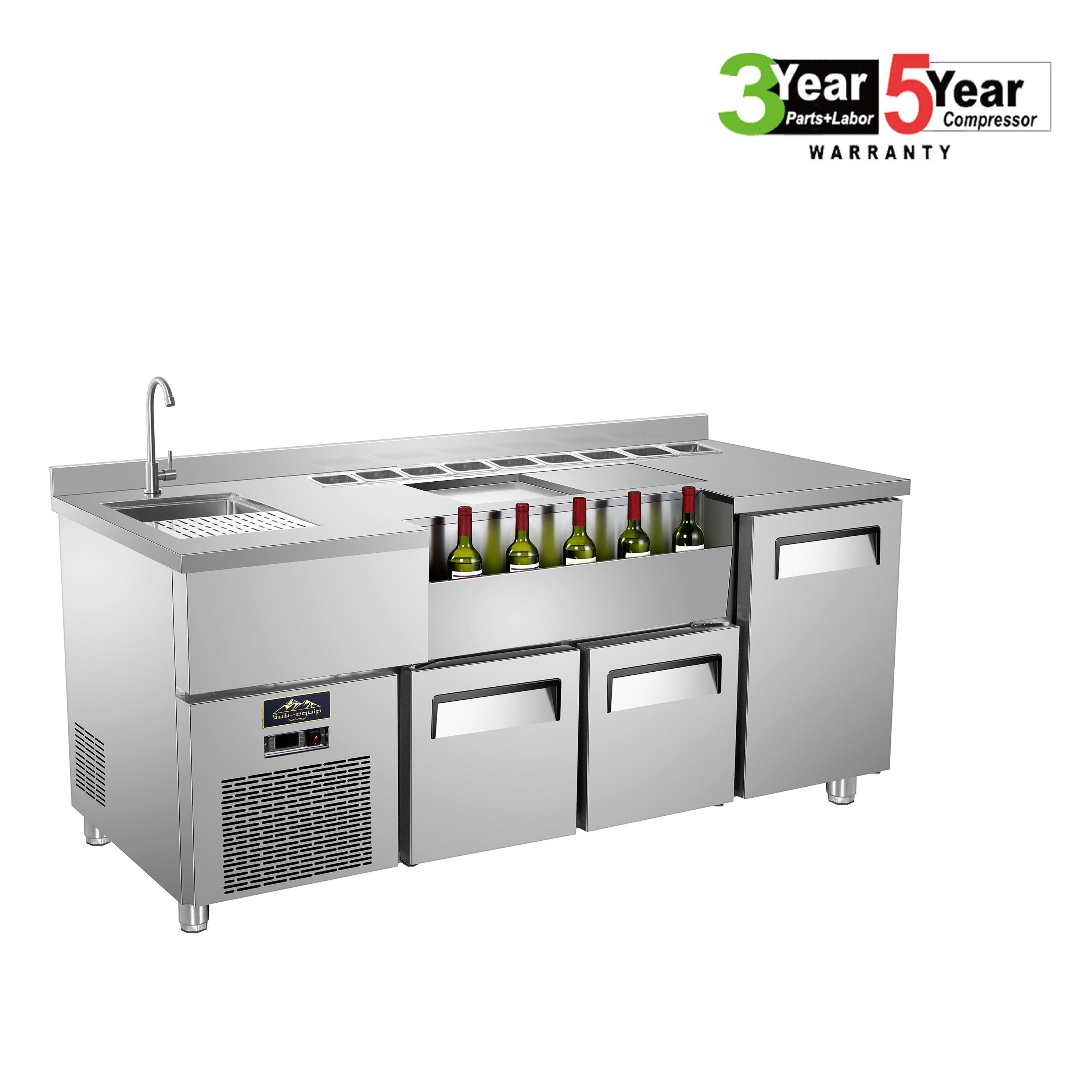 Sub-equip, 96" Commercial Workstation Refrigerator