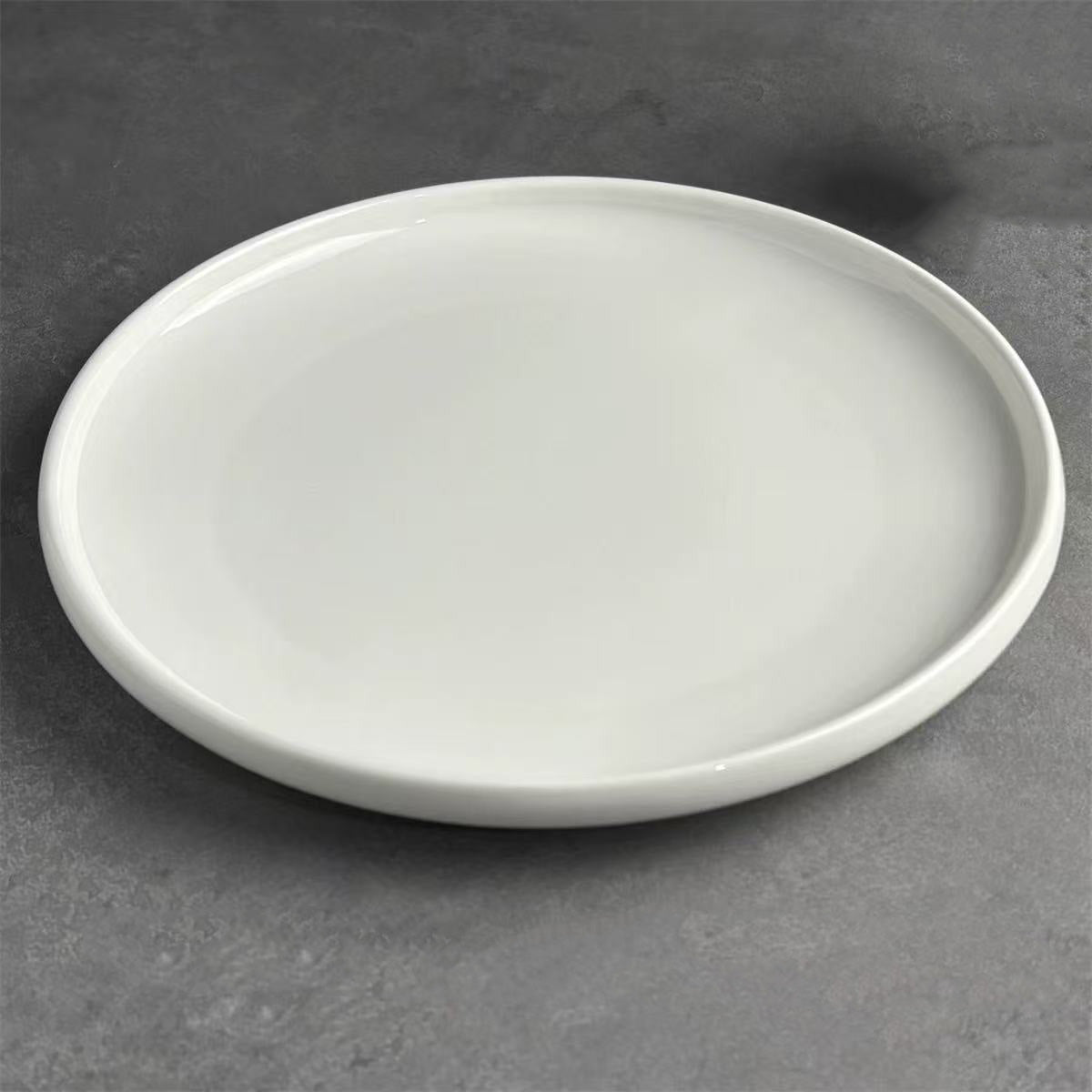 Chefco PT00063, 10.5" White Ceramic round Coupe Plate with thick rimmed- Ceramic, White - Chefcoca