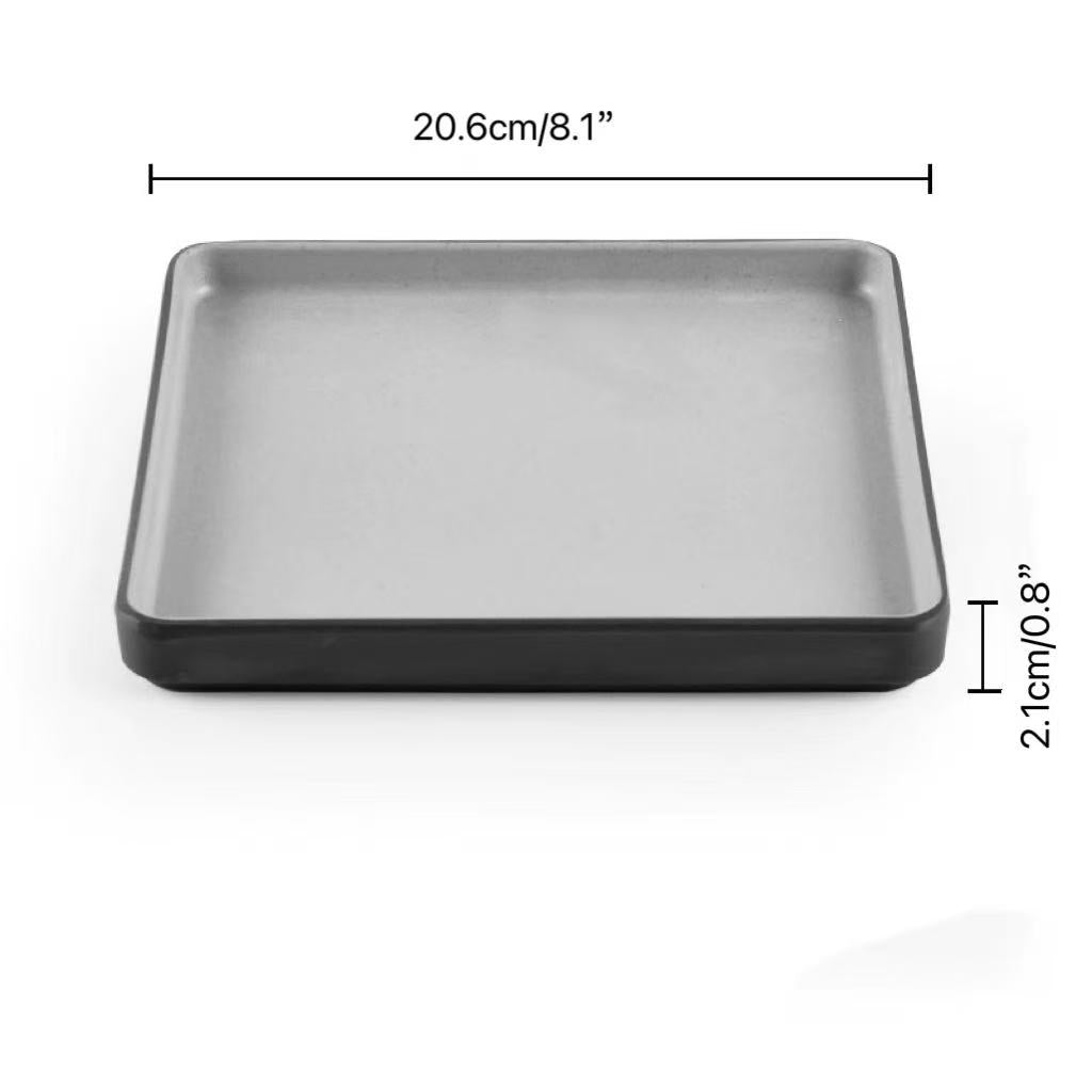 Chefco, 25-134, 8.1“  Two-Tone Square Plate – Light Grey Interior / Dark Grey Exterior - Chefcoca