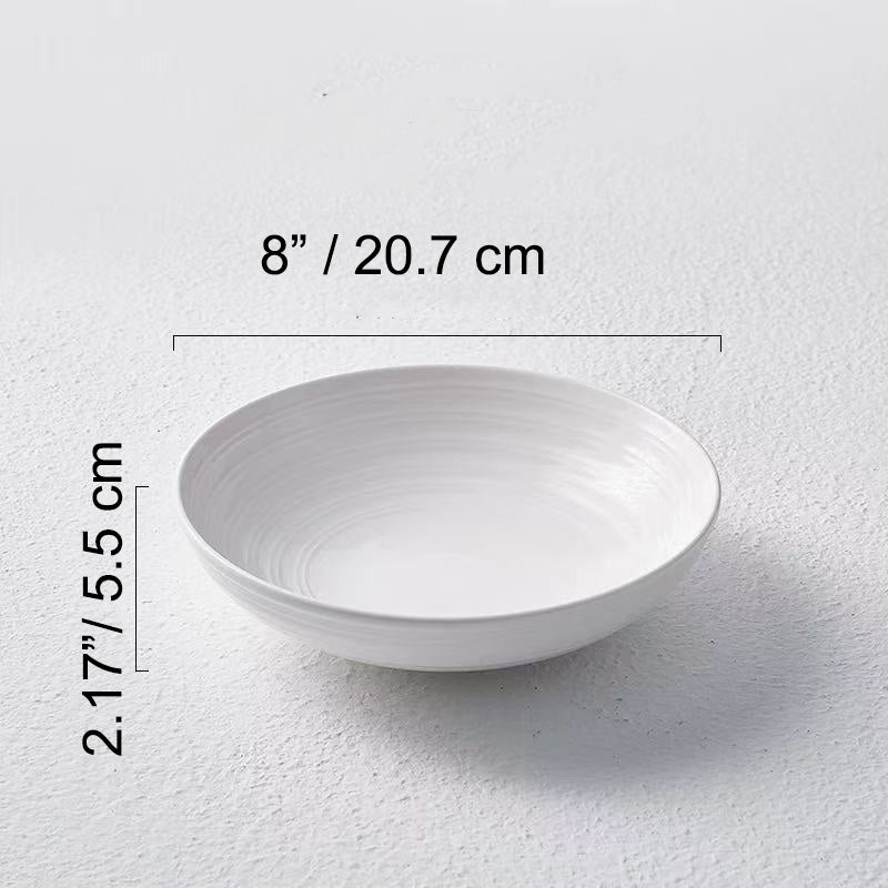 Chefco, 8" White Porcelain Bowl – Round Deep Ceramic Serving Bowl- Ceramic, White (PT00151) - Chefcoca