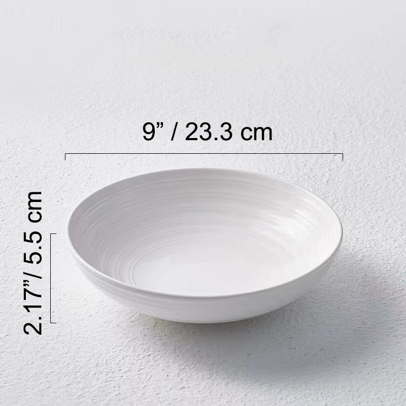 Chefco, 9" White Porcelain Bowl – Round Deep Ceramic Serving Bowl- Ceramic, White (PT00152) - Chefcoca